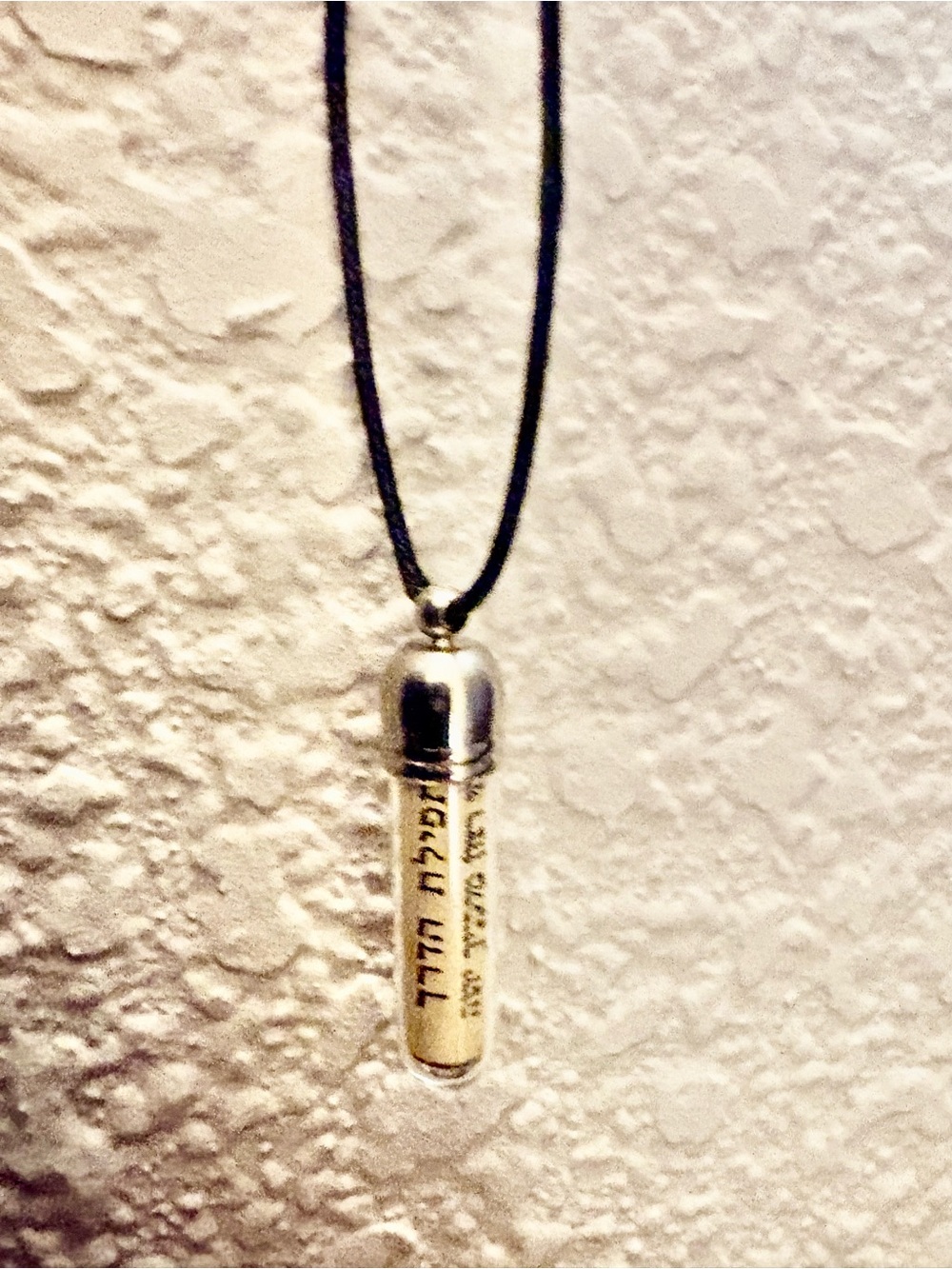 Holy Land Jerusalem Hebrew Scroll Pendant Necklace on Leather Cord